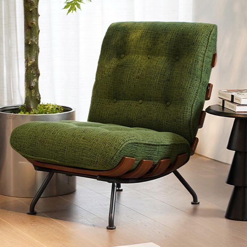 Olive green button-tufted side chair