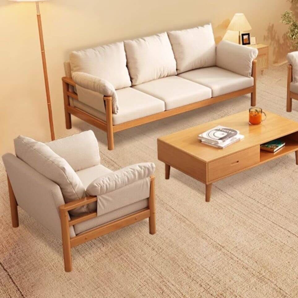 Modish Solid Color Fabric Arm Chair front view Main image