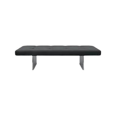 Modish solid color black upholstered bench front view