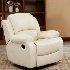 Modish Solid Color Timber Recliner Chair in Khaki