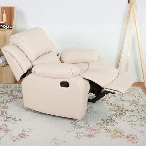 Modish Solid Color Timber Recliner Chair in Beige