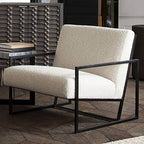 Close-up of Modish White Accent Chair Fabric