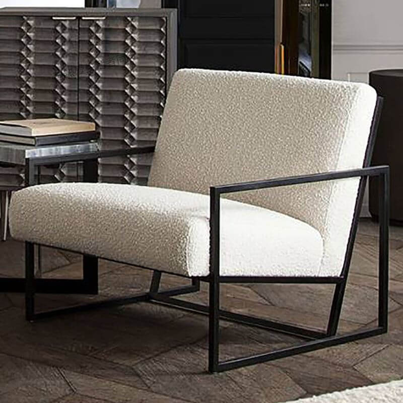 Close-up of Modish White Accent Chair Fabric