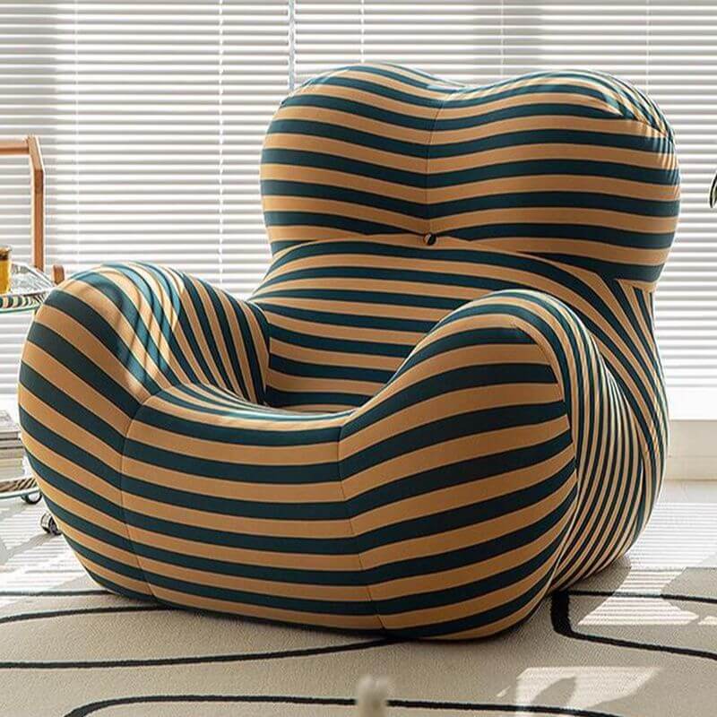 Sophisticated striped solid color arm chair