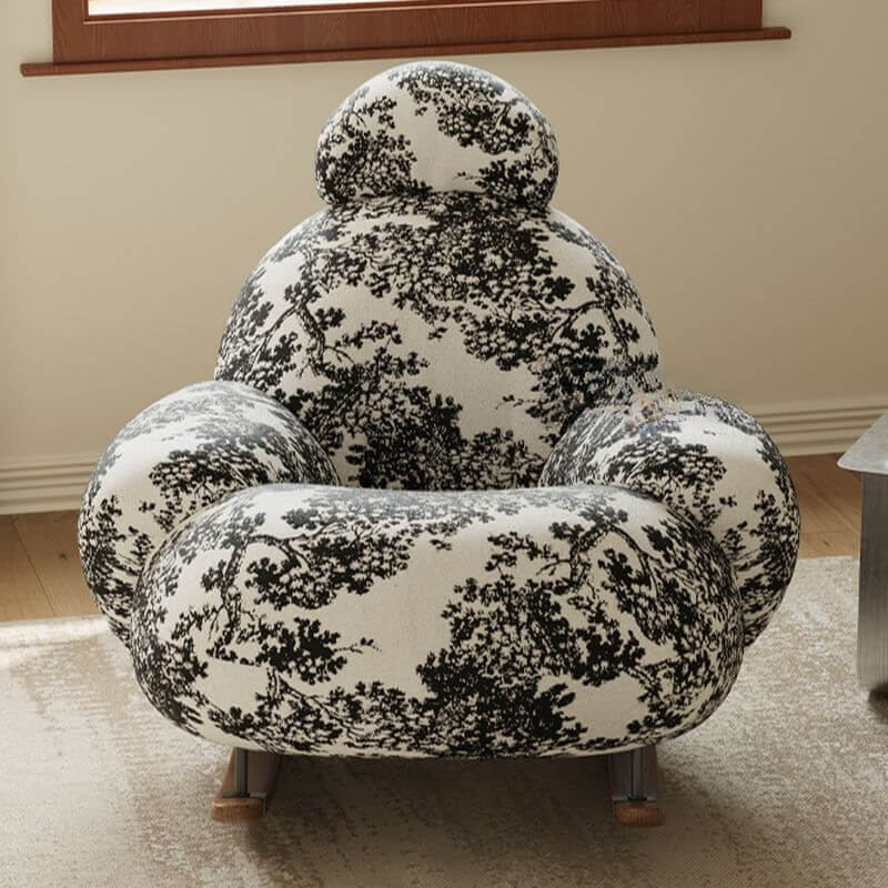 Modish Upholstered Rocking Chair with Padded Round Arm Secondary image
