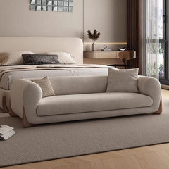 Modish Upholstered Bedroom Bench in Off-White