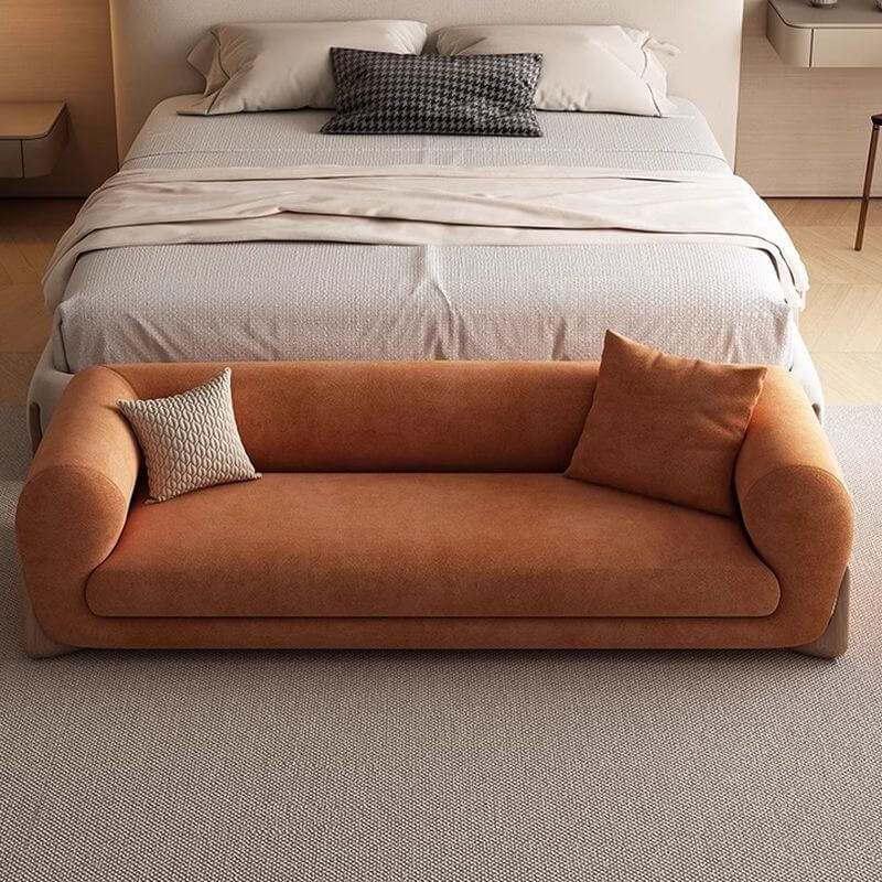 Comfortable seating on upholstered bedroom bench