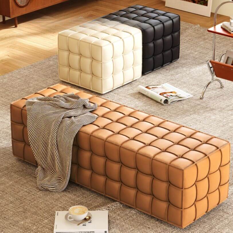 Modish Upholstered Bench in Orange Hauptbild