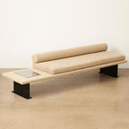 Cushioned comfort bench in a stylish setting
