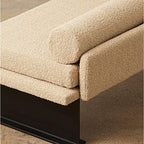 Solid color upholstered bench in contemporary interior