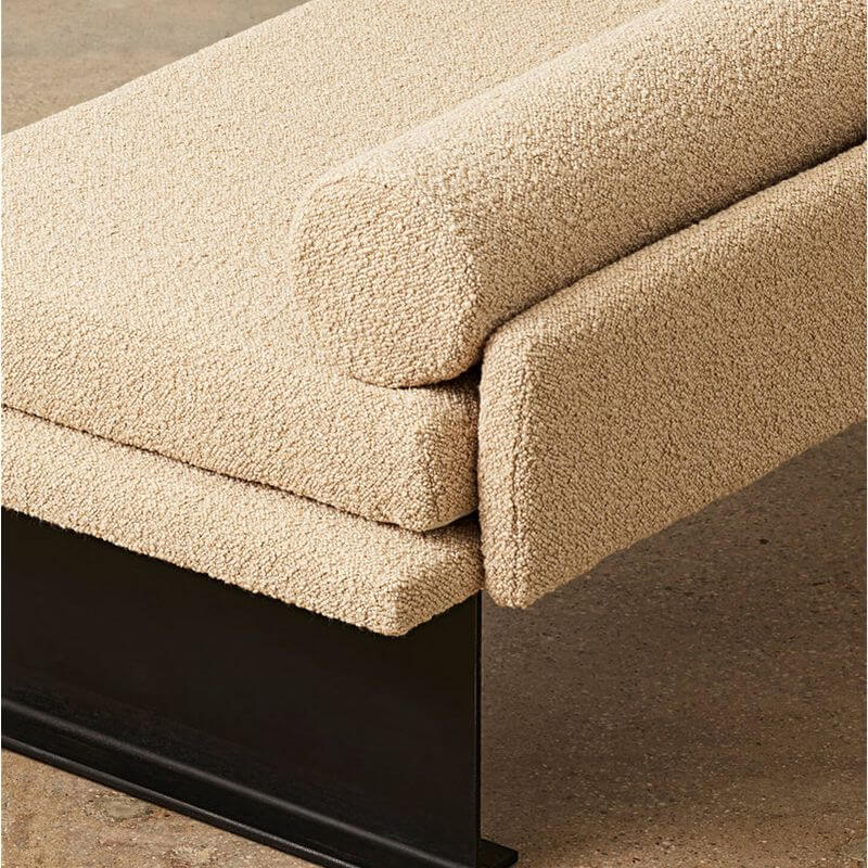 Solid color upholstered bench in contemporary interior