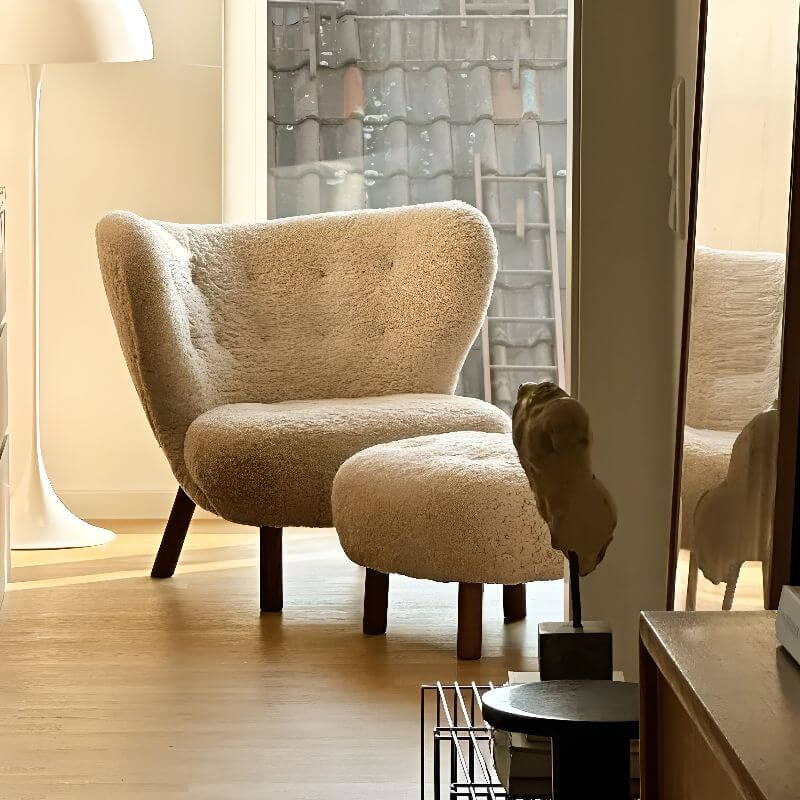 Elegant tufted back of the wingback chair