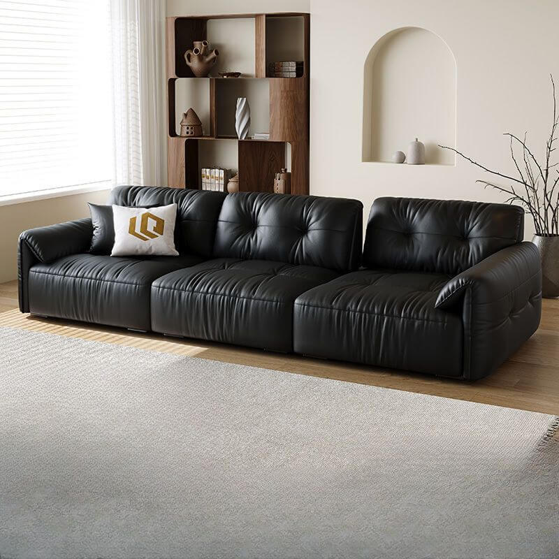 Mold-resistant black sofa in modern living room