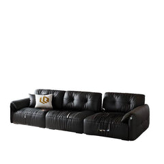 Chic black sofa in stylish home decor