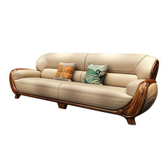 Modern cream loveseat with round arms