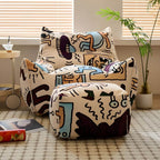 Comfortable bean bag set with ottoman