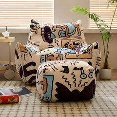 Comfortable bean bag set with ottoman