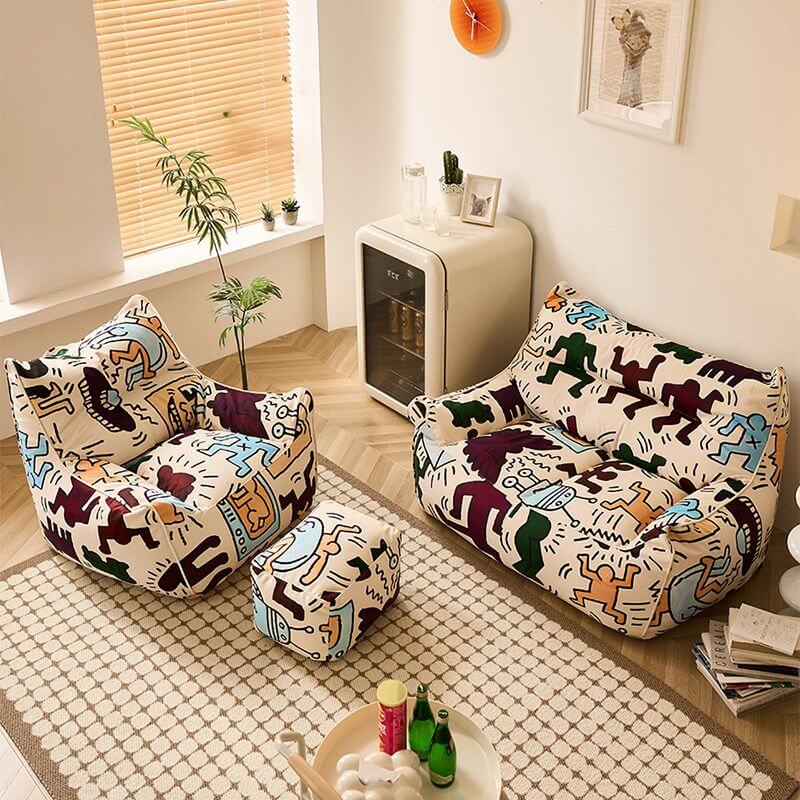 Bean Bag Chair in Cartoon Abstract Design Hauptbild