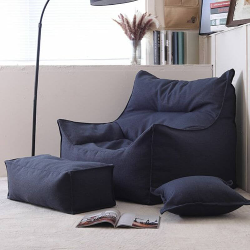 Navy Blue Bean Bag Chair Front View Hauptbild