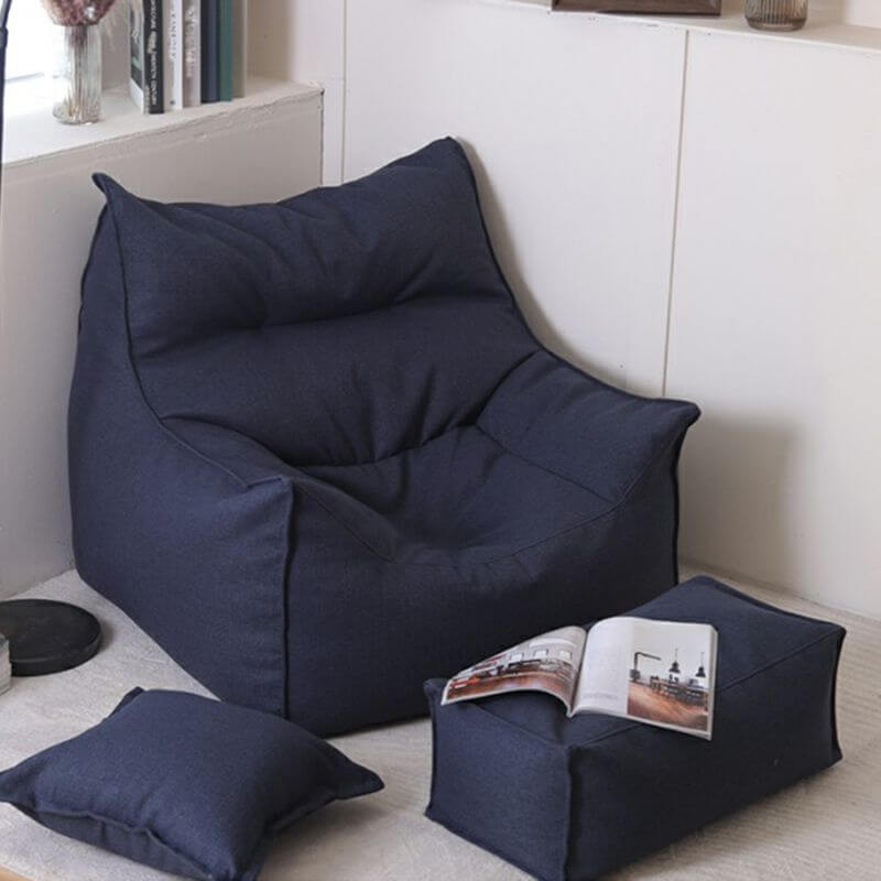 Navy Blue Bean Bag Chair Front View