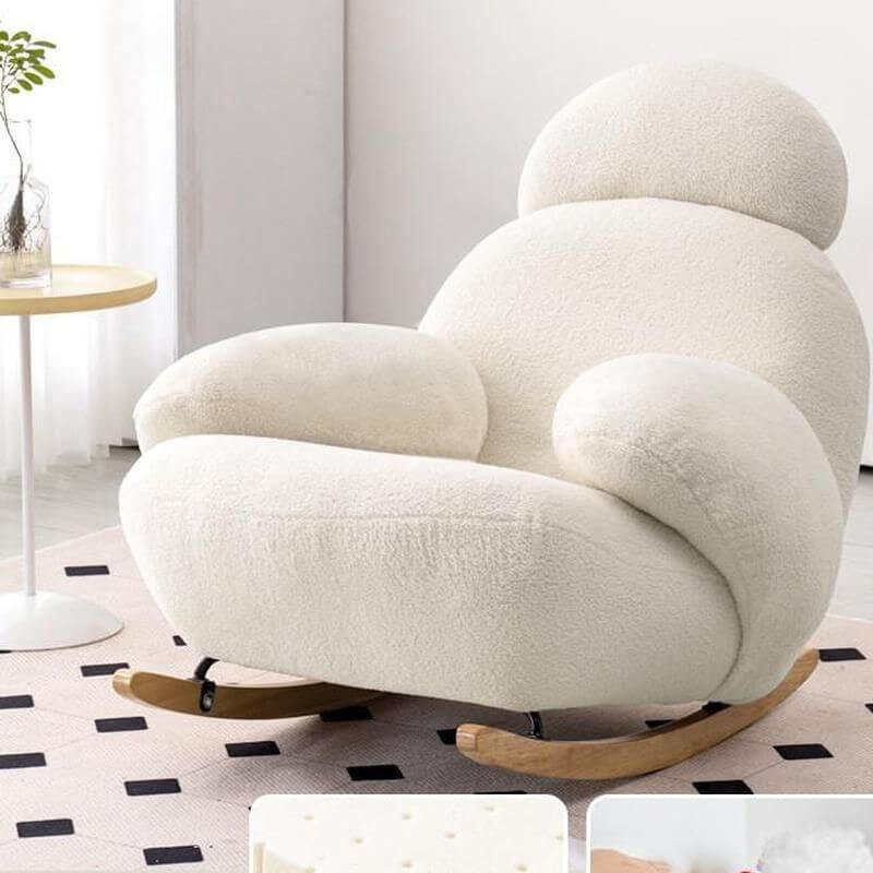 Stylish Nude Pink Upholstered Rocking Chair