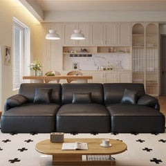 Three-person black sleeper sofa