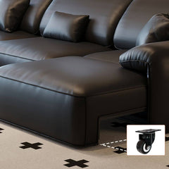 Black sofa with plush cushions