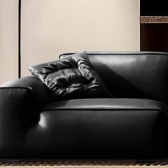 Luxurious leather sofa in vibrant room