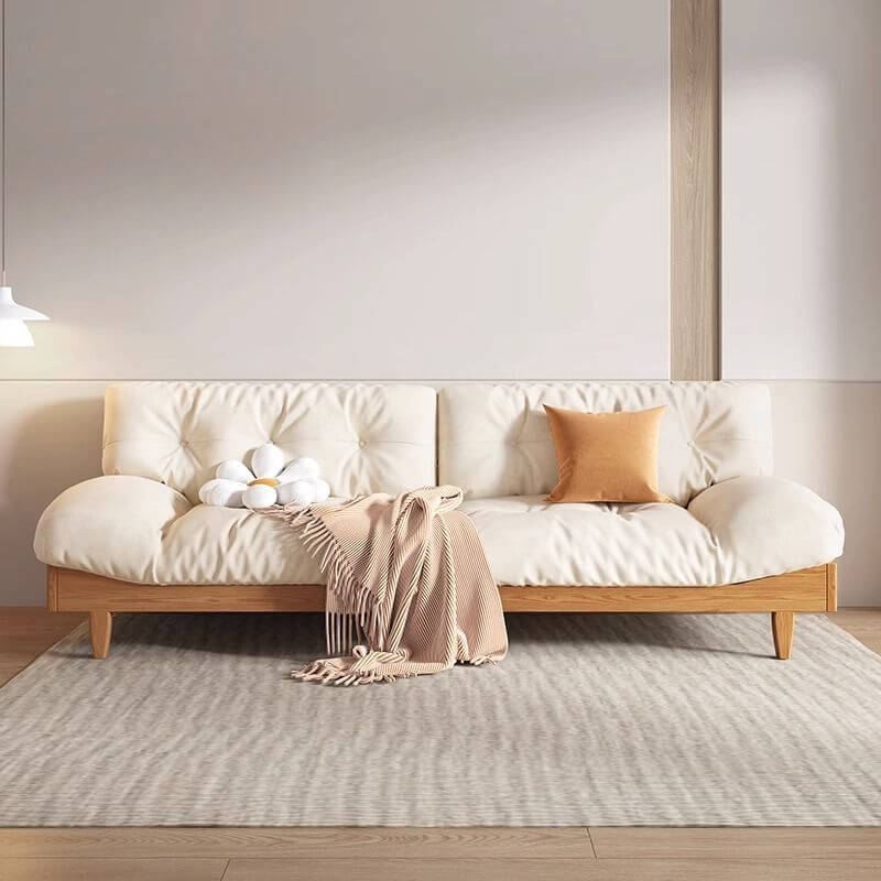 ナチュラルウッドとアームレスト付きノルディックアイボリースタンダードソファ サブ画像