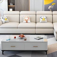 Cozy living room configuration with chaise sofa