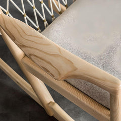 Natural wood rocking armchair