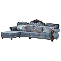 Elegant fabric upholstery on chaise sofa