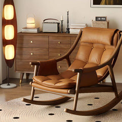 Leather Cushioned Rocking Chair for Porch