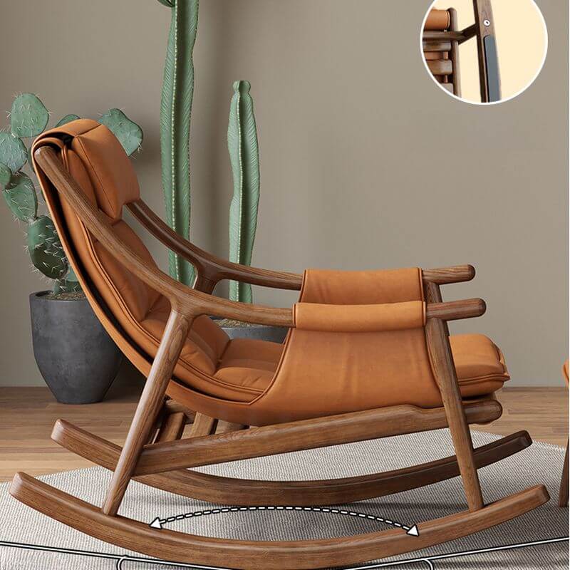 Nordic upholstered rocking chair in brown