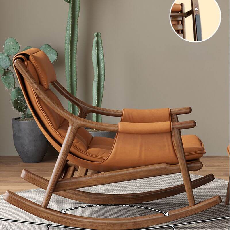 Nordic upholstered rocking chair in brown Main image