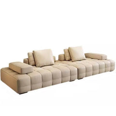 Comfortable plush cushions on sofa