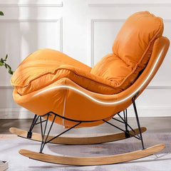 Nordic upholstered rocking chair in orange