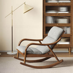 Nordic Upholstered Rocking Chair in Beige color