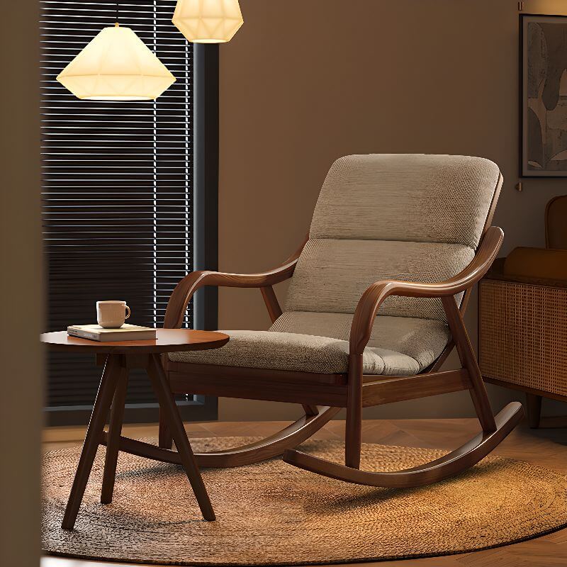 Nordic Wooden Rocking Accent Chair in Grey Main image