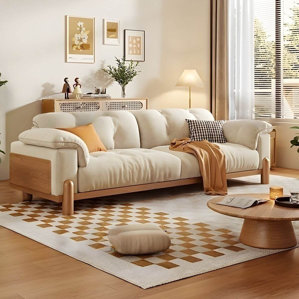 Modern sofa with storage compartments