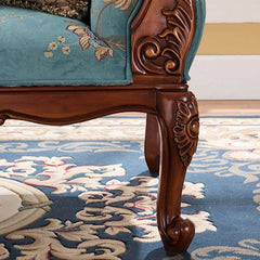 Old School Cotton Upholstered Flower-patterned Chaise Lounge Left Arm