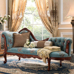 Old School Cotton Upholstered Flower-patterned Chaise Lounge Right Arm