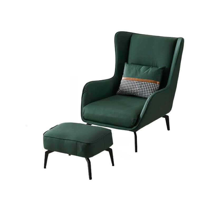 Old School Lime Green/Gray/Amber Color Solid Color/Floral Pattern Accent Chair with Fixed Back, Armrest and Pillow Secondary image