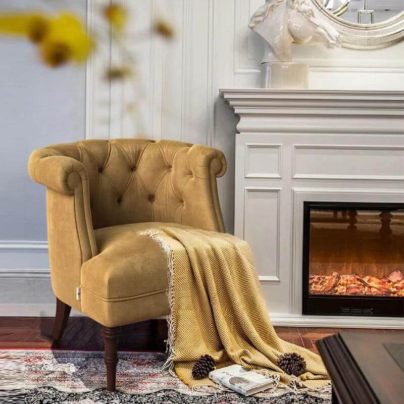 Cozy yellow chair in a stylish living room