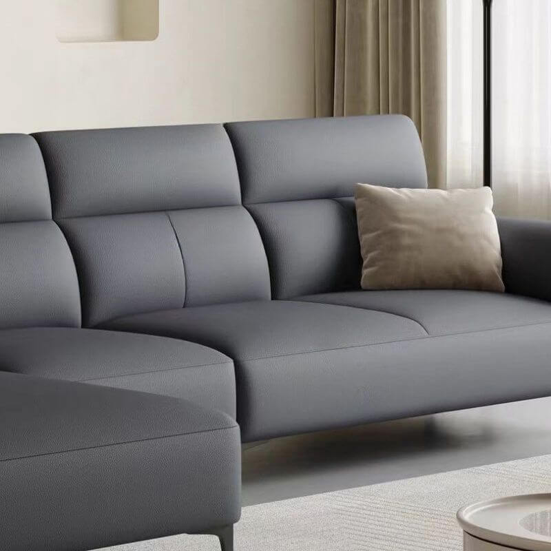 Stylish orange sofa with plush cushions