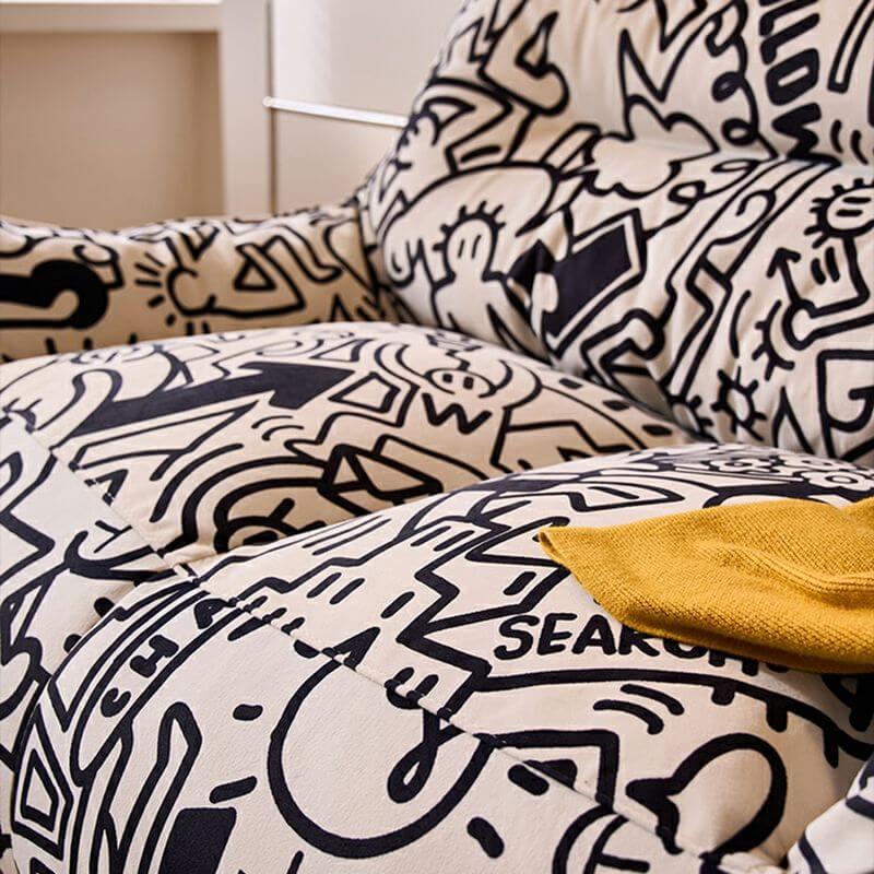 Black flannel bean bag chair in modern decor