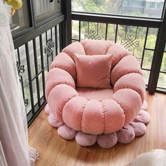 Large oversized bean bag chair in pink Sherpa