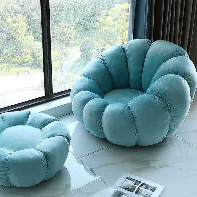 Comfortable bean bag chair with ottoman