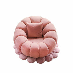 Set of pink bean bag chair and ottoman