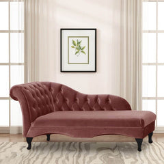 Right-arm chaise lounge loveseat with brown fabric